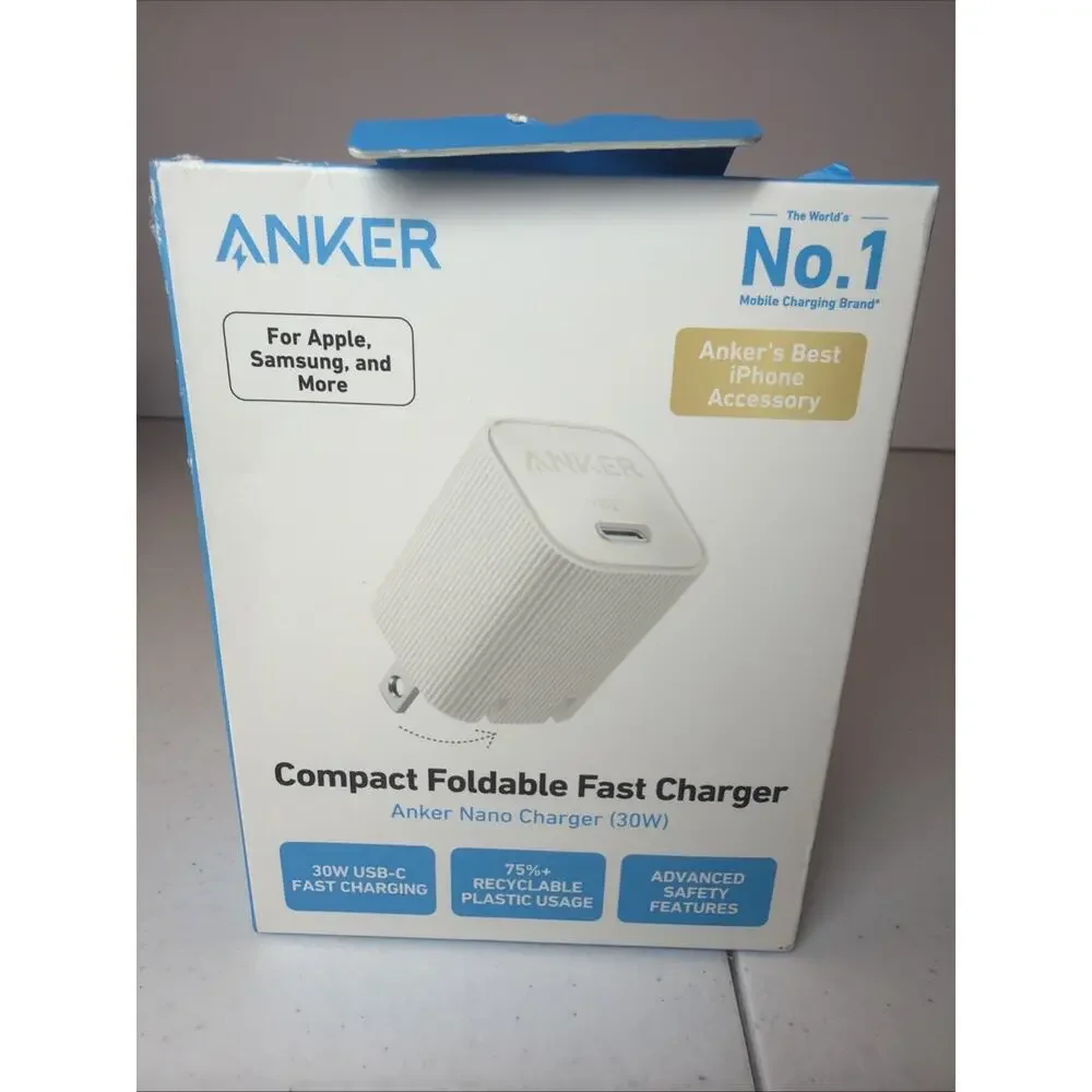 Anker Nano 30W USB-C Fast Charger Compact Foldable Power Adapter Open Box